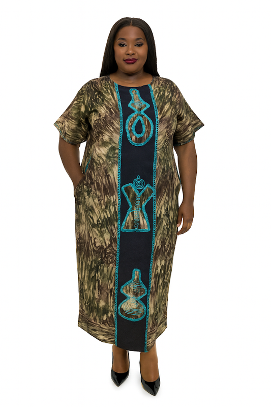 One-of-a Kind Organic Hand-Made Batik & Tailor-Made & Embroidered - Long Formal Attire