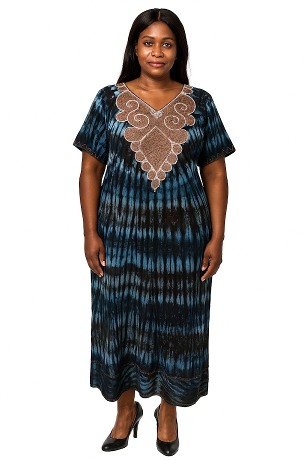 One-of-a Kind Organic Hand-Made Batik & Tailor-Made & Embroidered - Long Formal Attire
