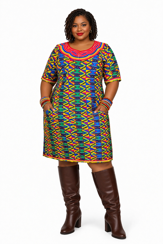 One-of-a-kind Short Embroidered Dress Free Size S to XL - Great for Special Event