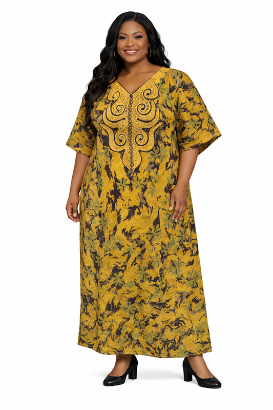 One-of-a Kind Organic Hand-Made Batik & Tailor-Made & Embroidered - Long Formal Attire