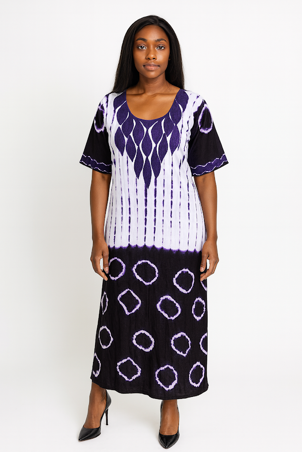 One-of-a Kind Organic Hand- Soft Made Batik & Tailor-Made Attire - Embroidered with Headwrap - Formal