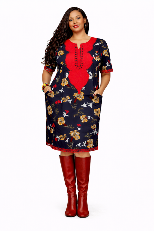 One-of-a-kind Short Embroidered Dress Free Size S to XL - Great for Special Event