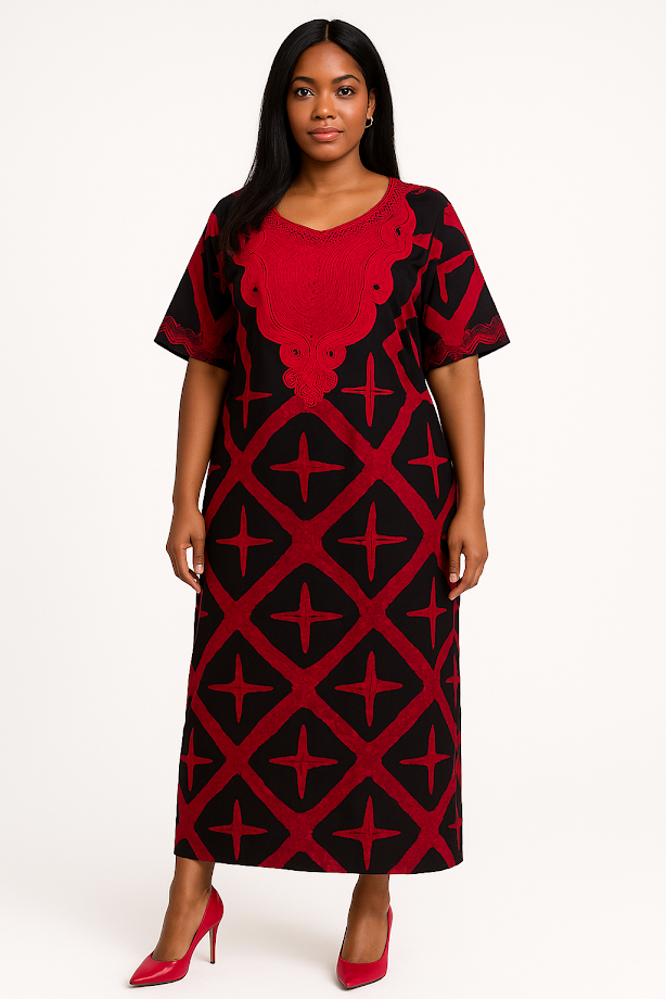 One-of-a Kind Organic Hand-Made Batik & Tailor-Made & Embroidered - Long Formal Attire