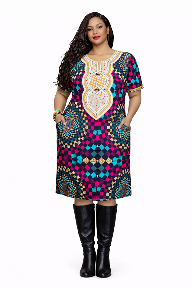 One-of-a-kind Short Embroidered Dress Free Size S to XL - Great for Special Event