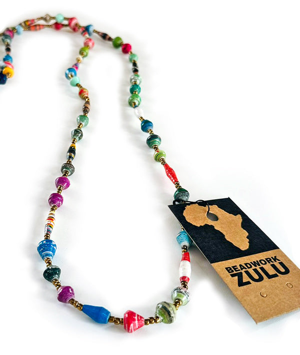 African Paper Bead Necklace